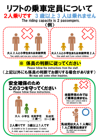 リフトの乗車定員について　2人乗りです。