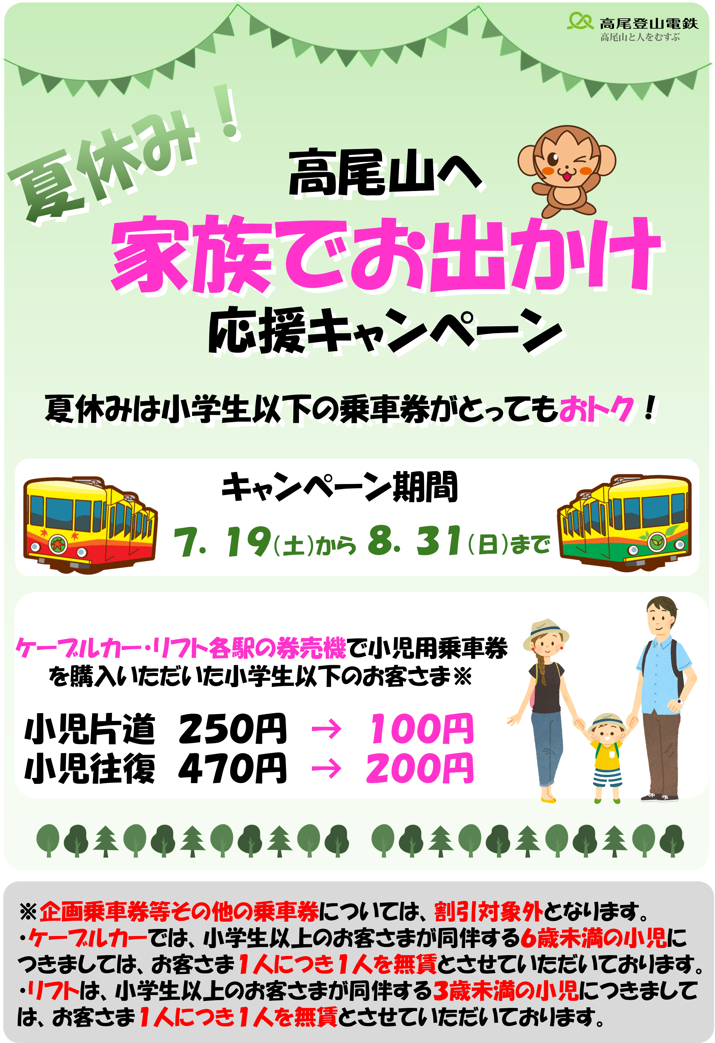 こどもの電車運賃が100%かえってくる！（1回ご乗車の上限200ポイント）